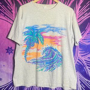 1990's Vibrant Beach Scene T-shirt